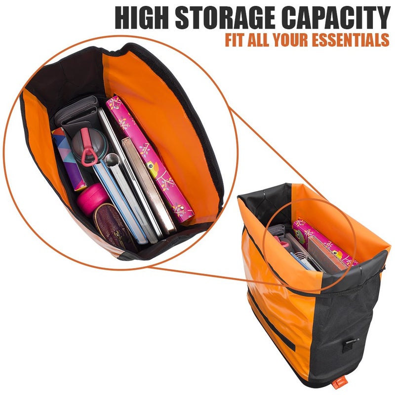 Ibera Bike Trunk Bag - PakRak Clip-On Quick-Release Waterproof Bicycle Commuter Bag (Orange) - Image 4